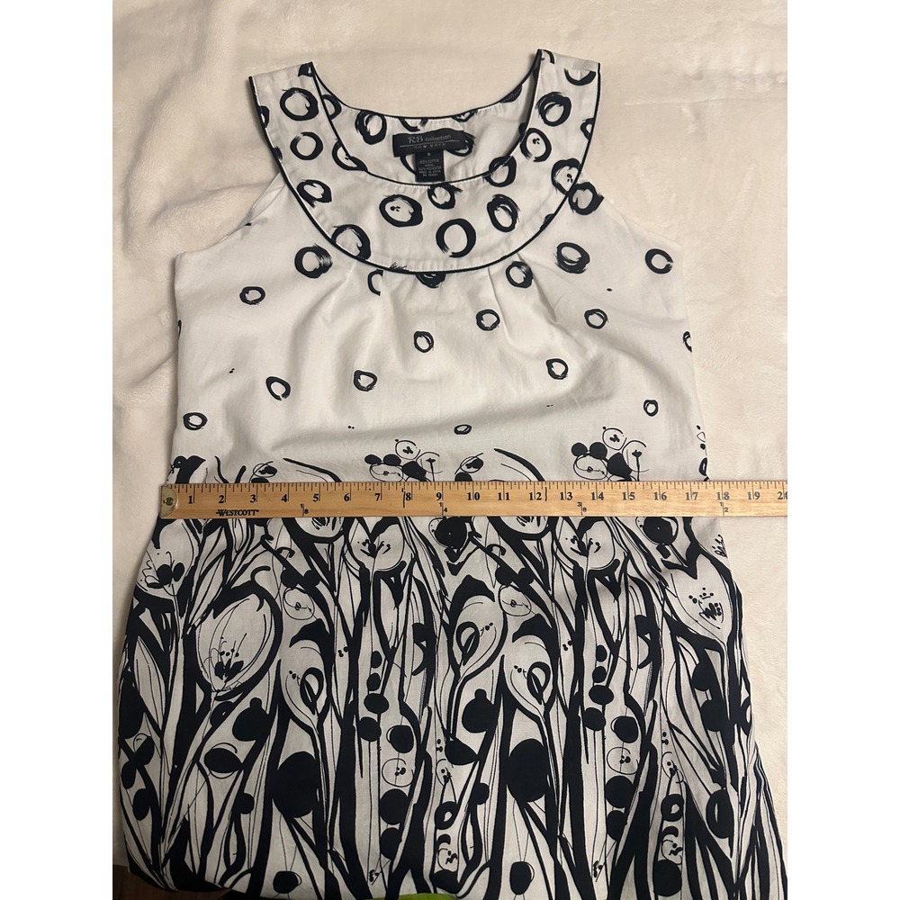 RB Collection New York Floral Circle Cotton Shift Dress White Black Green 6 - Picture 12 of 14
